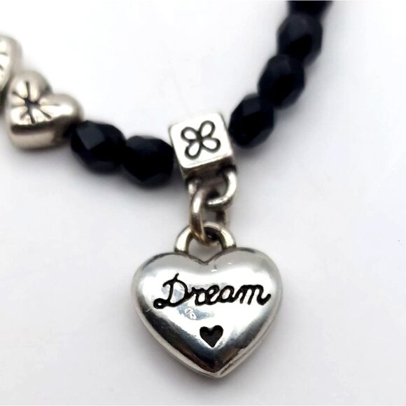 Brighton Dream Heart Silver Plated Black Faceted Beaded Love Adjustable Necklace - Picture 5 of 8